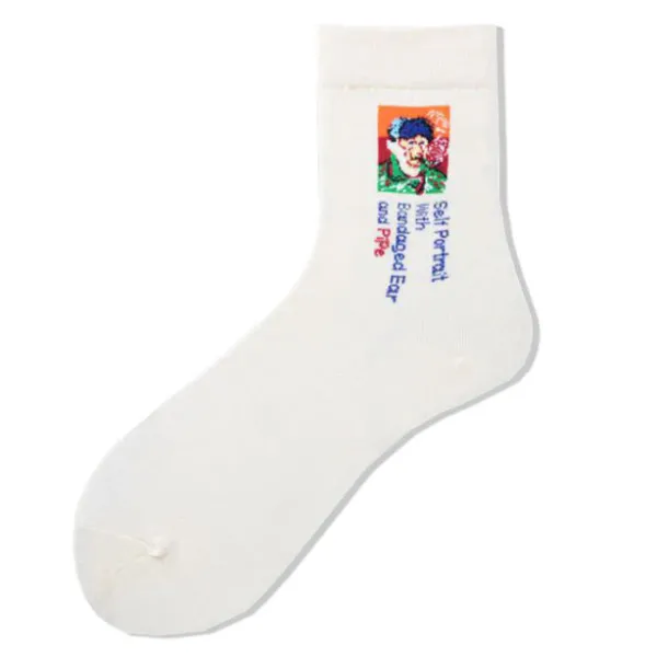 Socks*Boogzel Clothing Van Gogh Self Portrait Socks White
