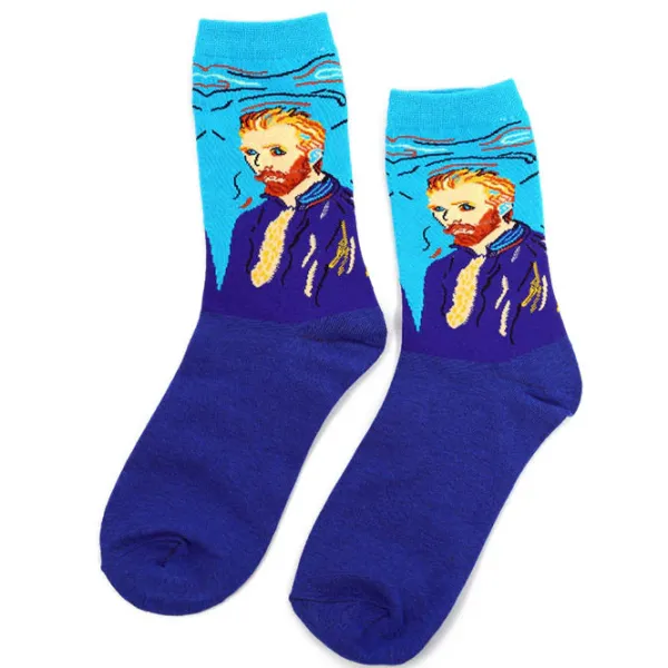 Socks*Boogzel Clothing Van Gogh Self-Portrait Socks Blue