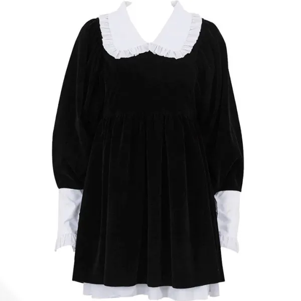 Dresses & Rompers*Boogzel Clothing Velvet Collar Mini Black Dress