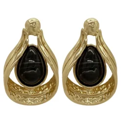 Earrings*Boogzel Clothing Vintage Aesthetic Black Stone Earrings Gold