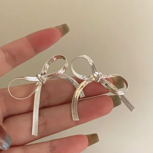 Earrings*Boogzel Clothing Vintage Aesthetic Chain Bow Earrings Silver
