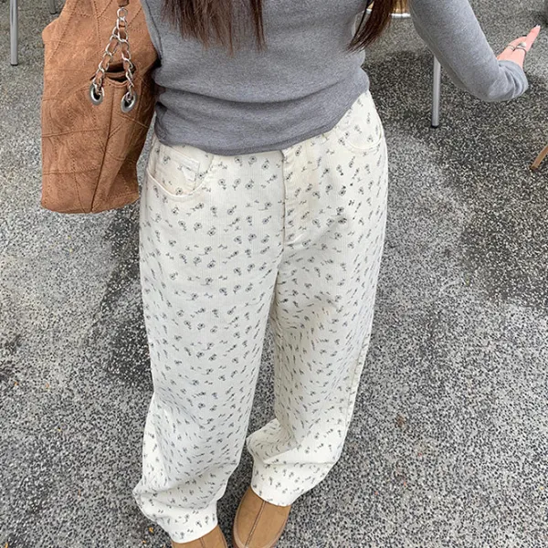 Pants & Trousers*Boogzel Clothing Vintage Aesthetic Floral Print Cord Pants