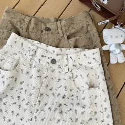 Pants & Trousers*Boogzel Clothing Vintage Aesthetic Floral Print Cord Pants