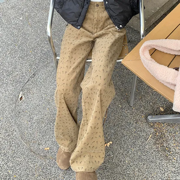 Pants & Trousers*Boogzel Clothing Vintage Aesthetic Floral Print Cord Pants