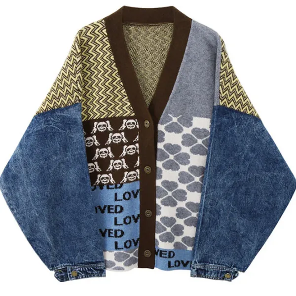 Coats & Jackets*Boogzel Clothing Vintage Denim Jacket Brown/blue