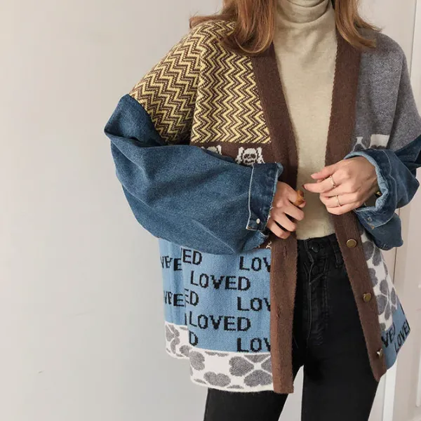 Coats & Jackets*Boogzel Clothing Vintage Denim Jacket Brown/blue