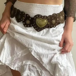 Belts & Chains*Boogzel Clothing Vintage Heart Suede Belt Brown