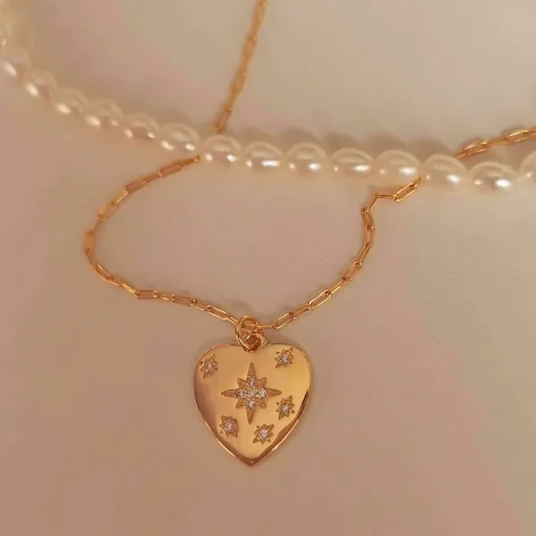 Necklaces & Chokers*Boogzel Clothing Vintage Heart Coin Necklace Gold