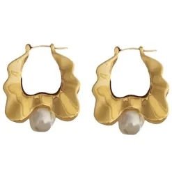 Earrings*Boogzel Clothing Vintage Pearl Wavy Earrings Gold