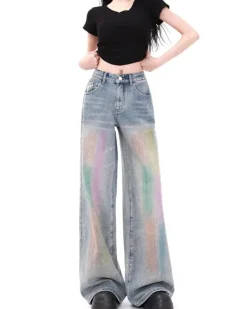 Jeans*Boogzel Clothing Vintage Style Brush Strokes Jeans Blue