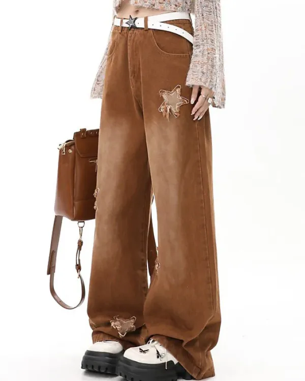 Jeans*Boogzel Clothing Vintage Style Star Patch Jeans