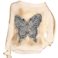 Sweaters*Boogzel Clothing Vintage Wash Butterfly Sweater