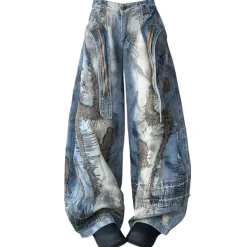 Jeans*Boogzel Clothing Vintage-Style Oversized Sketch Jeans Blue