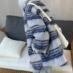 Coats & Jackets*Boogzel Clothing Warm Vibes Plaid Jacket Blue/grey