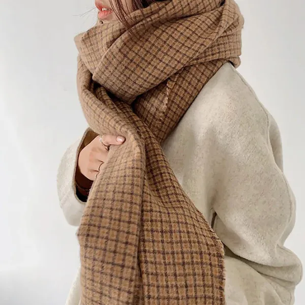 Other*Boogzel Clothing Warm Vibes Plaid Scarf Brown
