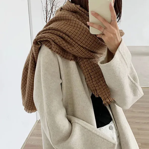 Other*Boogzel Clothing Warm Vibes Plaid Scarf Brown