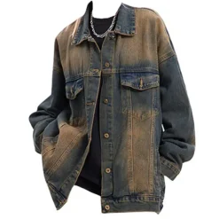 Coats & Jackets*Boogzel Clothing Washed Loose Denim Jacket Brown