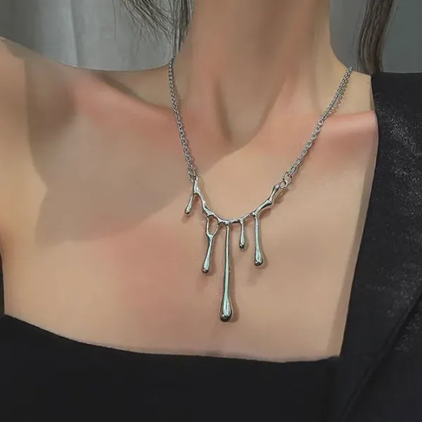 Necklaces & Chokers*Boogzel Clothing Water Drop Aesthetic Necklace Silver