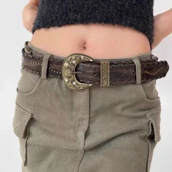 Belts & Chains*Boogzel Clothing Western Aesthetic Buckle Belt Brown