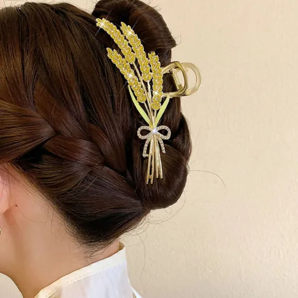 Hair Accessories*Boogzel Clothing Wheat Flower Hair Claw Gold/green