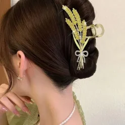 Hair Accessories*Boogzel Clothing Wheat Flower Hair Claw Gold/green