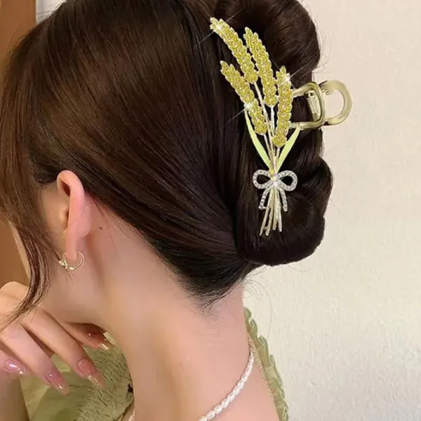 Hair Accessories*Boogzel Clothing Wheat Flower Hair Claw Gold/green