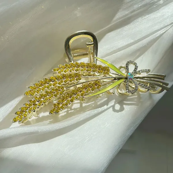 Hair Accessories*Boogzel Clothing Wheat Flower Hair Claw Gold/green
