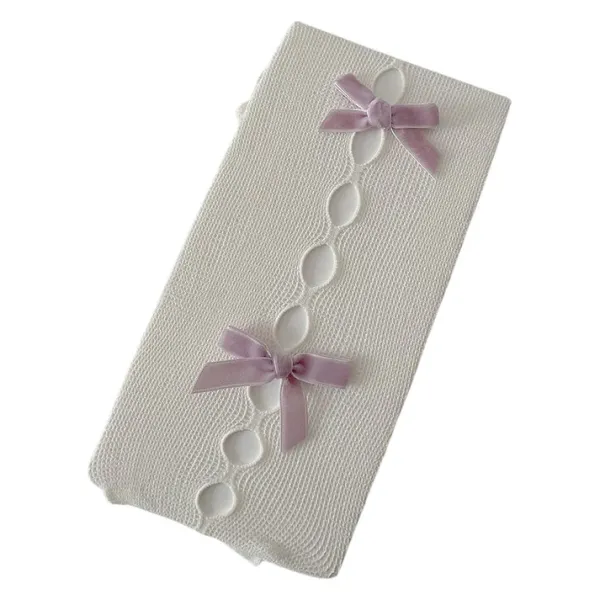 Other*Boogzel Clothing White & Pink Bow Tights