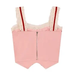 Y2K Tops|Crop Tops*Boogzel Clothing White & Red Coquette Lace Corset Top Pink/red