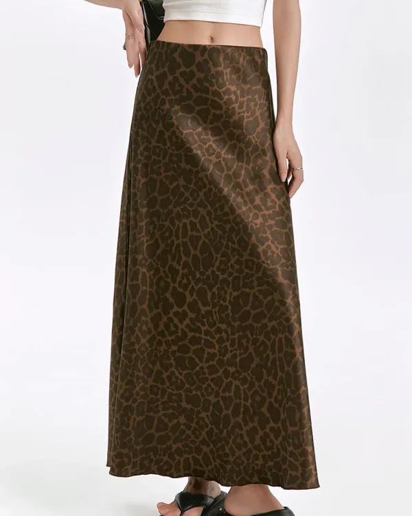 Skirts*Boogzel Clothing Wild Thing Leopard Maxi Skirt Brown