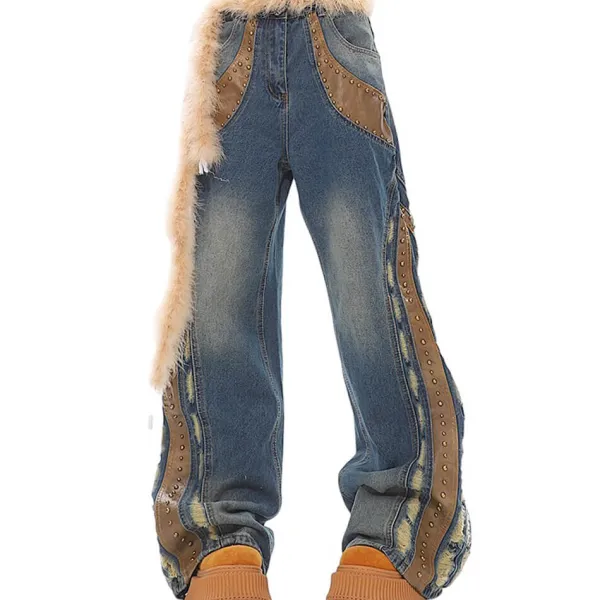Jeans*Boogzel Clothing Wild West Fur Jeans Blue/brown
