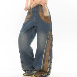 Jeans*Boogzel Clothing Wild West Fur Jeans Blue/brown