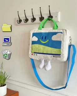 Bags & Purses*Boogzel Clothing Windows XP Aesthetic Embroidery Handbag White/green
