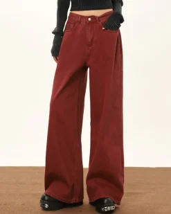 Jeans*Boogzel Clothing Wine Wide-Leg Jeans Red