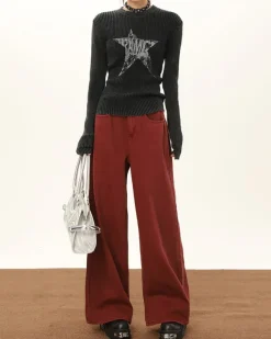 Jeans*Boogzel Clothing Wine Wide-Leg Jeans Red