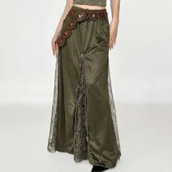 Skirts*Boogzel Clothing Woodland Dreams Lace-Slit Maxi Skirt Green