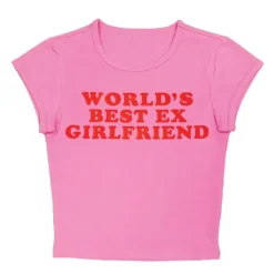 Y2K Tops|Aesthetic T-Shirts & Graphic Tees*Boogzel Clothing World's Best Ex Girlfriend Baby Tee