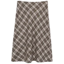 Skirts*Boogzel Clothing Worry Less Plaid Midi Skirt Brown