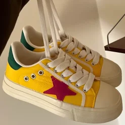 Aesthetic Sneakers*Boogzel Clothing & Red Star Sneakers Yellow