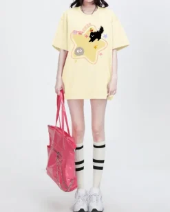 Aesthetic T-Shirts & Graphic Tees*Boogzel Clothing Yellow Star Cat T-Shirt