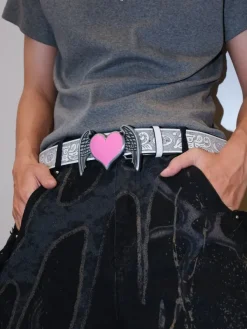 Belts & Chains*Boogzel Clothing Y2K Aesthetic Angel Wings Heart Belt Silver/pink