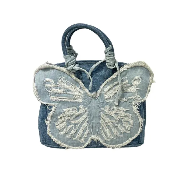 Bags & Purses*Boogzel Clothing Y2K Aesthetic Denim Butterfly Handbag Blue
