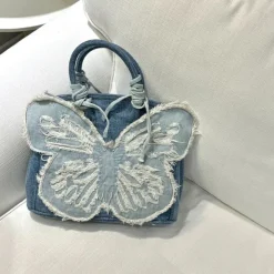 Bags & Purses*Boogzel Clothing Y2K Aesthetic Denim Butterfly Handbag Blue