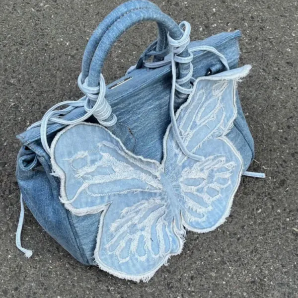 Bags & Purses*Boogzel Clothing Y2K Aesthetic Denim Butterfly Handbag Blue