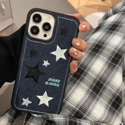 Iphone Cases*Boogzel Clothing Y2K Aesthetic Denim Star iPhone Case Blue