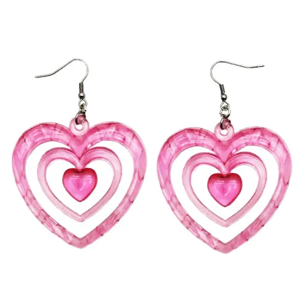 Earrings*Boogzel Clothing Y2K Aesthetic Heart Earrings Pink
