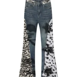 Jeans*Boogzel Clothing Y2K Aesthetic Patchwork Flared Jeans Blue