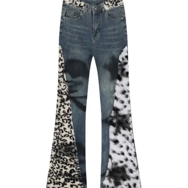 Jeans*Boogzel Clothing Y2K Aesthetic Patchwork Flared Jeans Blue