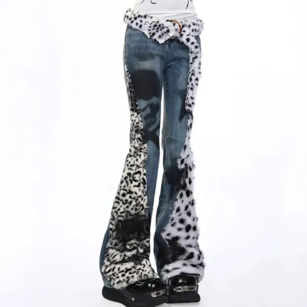 Jeans*Boogzel Clothing Y2K Aesthetic Patchwork Flared Jeans Blue