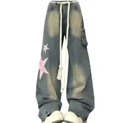 Jeans*Boogzel Clothing Y2K Aesthetic Star Jeans Blue/pink